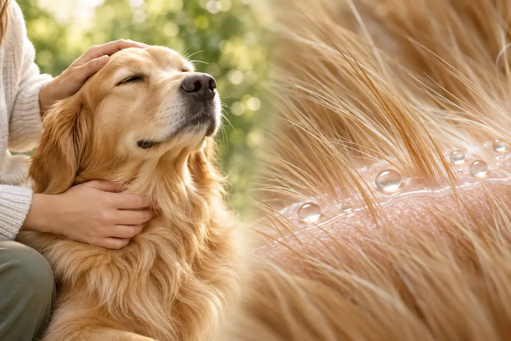 Dettaglio del manto di un cane sano e lucido