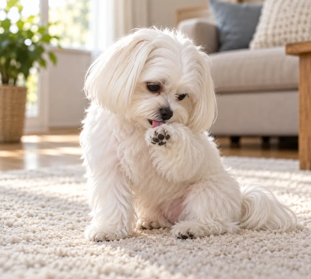 Cane che si gratta leggermente per indicare pelle delicata